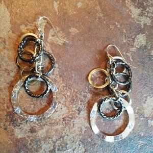 Hammered Multi Hoop Mixed Metal Earrings